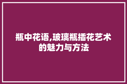 瓶中花语,玻璃瓶插花艺术的魅力与方法