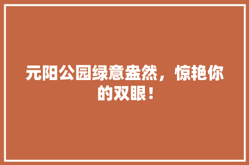 元阳公园绿意盎然，惊艳你的双眼！
