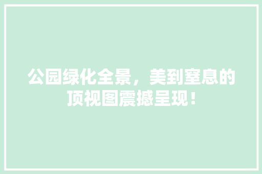 公园绿化全景，美到窒息的顶视图震撼呈现！