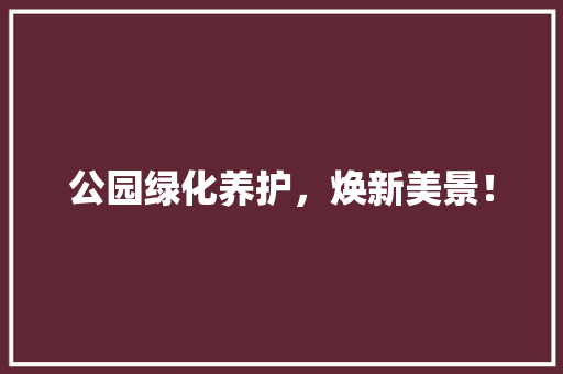 公园绿化养护，焕新美景！