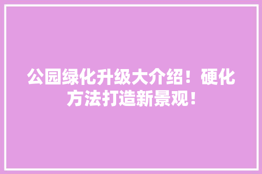 公园绿化升级大介绍！硬化方法打造新景观！