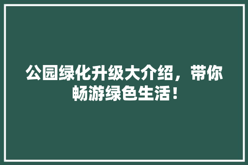 公园绿化升级大介绍，带你畅游绿色生活！