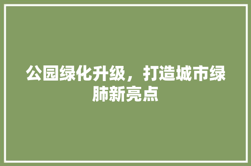 公园绿化升级，打造城市绿肺新亮点