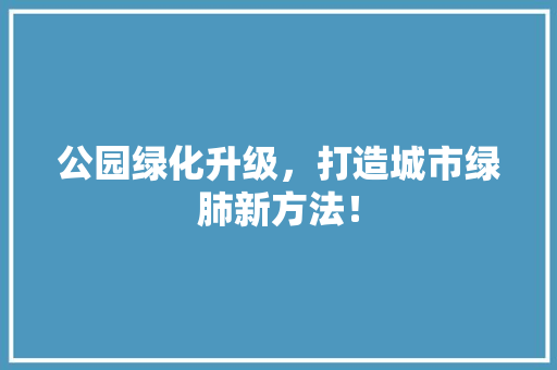 公园绿化升级，打造城市绿肺新方法！