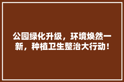 公园绿化升级，环境焕然一新，种植卫生整治大行动！