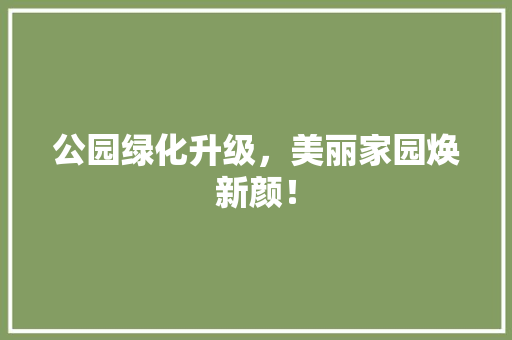 公园绿化升级，美丽家园焕新颜！