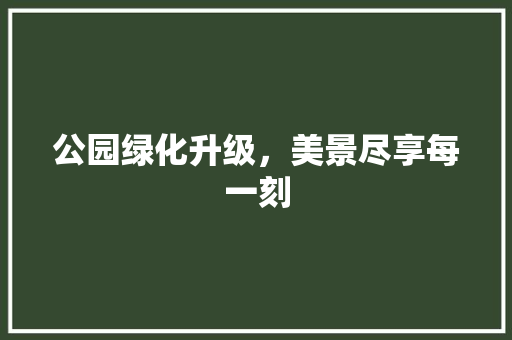 公园绿化升级，美景尽享每一刻