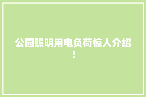 公园照明用电负荷惊人介绍！