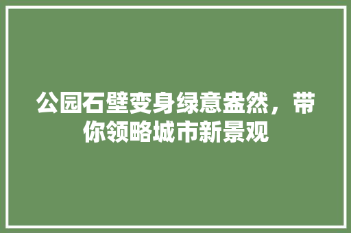 公园石壁变身绿意盎然，带你领略城市新景观