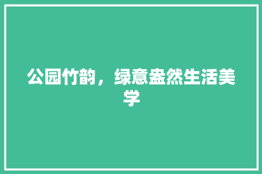 公园竹韵，绿意盎然生活美学