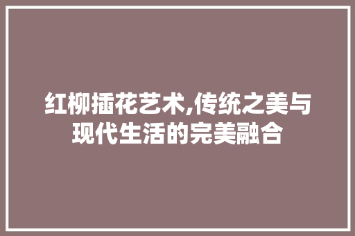 红柳插花艺术,传统之美与现代生活的完美融合