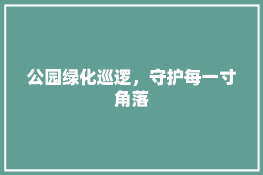 公园绿化巡逻，守护每一寸角落