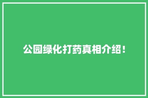 公园绿化打药真相介绍！
