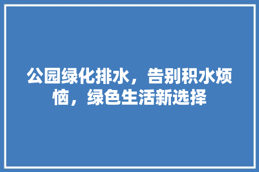 公园绿化排水，告别积水烦恼，绿色生活新选择