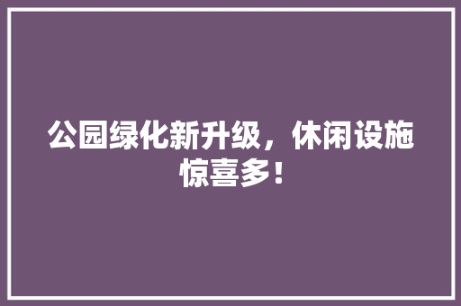 公园绿化新升级，休闲设施惊喜多！
