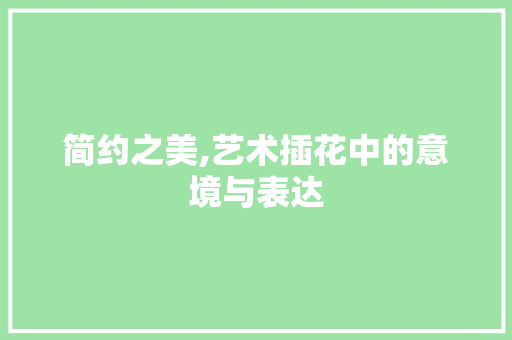 简约之美,艺术插花中的意境与表达