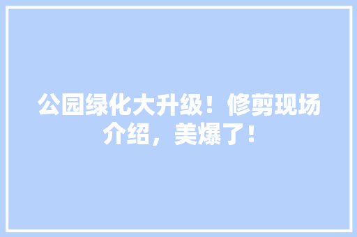 公园绿化大升级！修剪现场介绍，美爆了！ 温室育苗