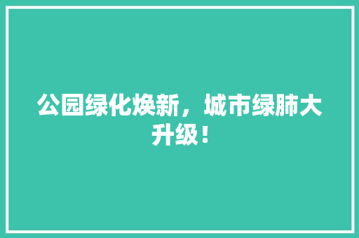 公园绿化焕新，城市绿肺大升级！