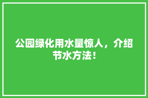 公园绿化用水量惊人，介绍节水方法！