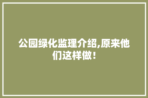 公园绿化监理介绍,原来他们这样做！
