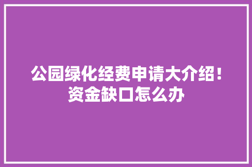 公园绿化经费申请大介绍！资金缺口怎么办