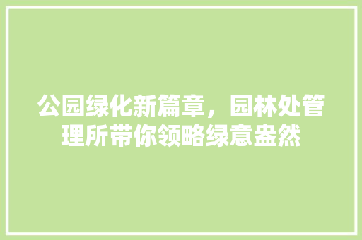 公园绿化新篇章，园林处管理所带你领略绿意盎然 育苗设备