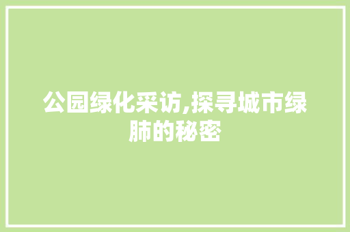公园绿化采访,探寻城市绿肺的秘密