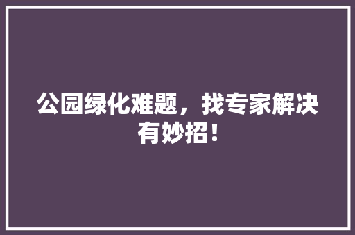 公园绿化难题，找专家解决有妙招！