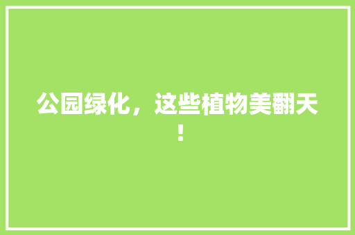 公园绿化，这些植物美翻天！
