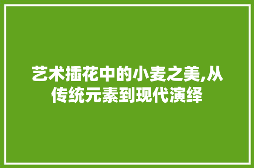 艺术插花中的小麦之美,从传统元素到现代演绎