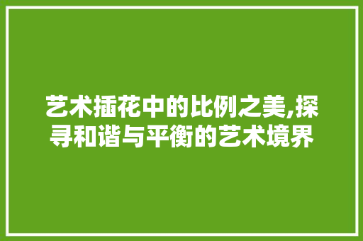 艺术插花中的比例之美,探寻和谐与平衡的艺术境界