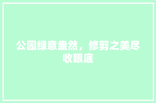 公园绿意盎然，修剪之美尽收眼底