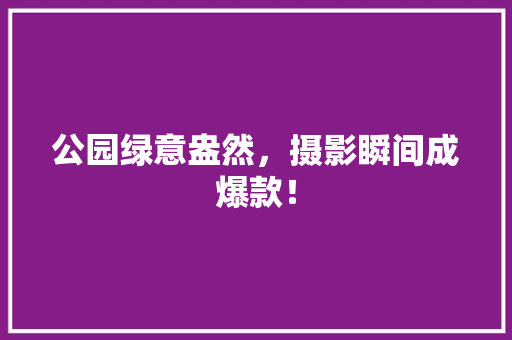 公园绿意盎然，摄影瞬间成爆款！