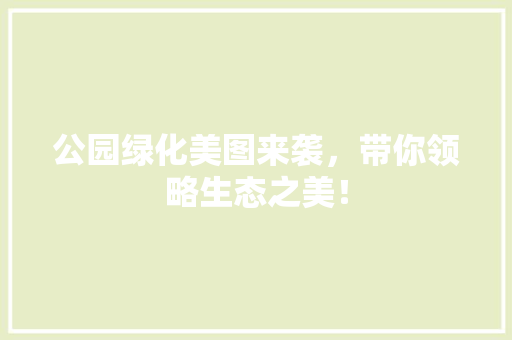 公园绿化美图来袭，带你领略生态之美！