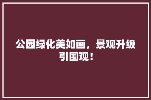 公园绿化美如画，景观升级引围观！