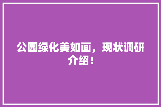 公园绿化美如画，现状调研介绍！