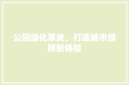公园绿化草皮，打造城市绿肺新体验