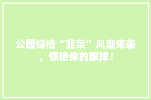 公园绿植“韭菜”风潮来袭，惊艳你的眼球！