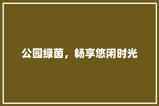 公园绿茵，畅享悠闲时光