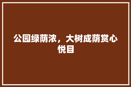 公园绿荫浓，大树成荫赏心悦目