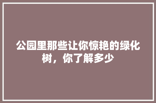 公园里那些让你惊艳的绿化树，你了解多少