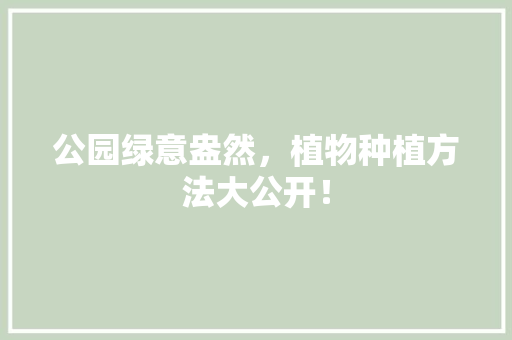 公园绿意盎然，植物种植方法大公开！