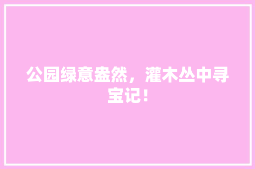 公园绿意盎然，灌木丛中寻宝记！