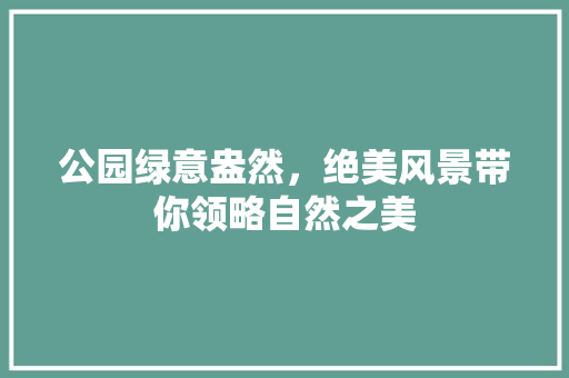 公园绿意盎然，绝美风景带你领略自然之美