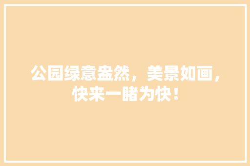 公园绿意盎然，美景如画，快来一睹为快！