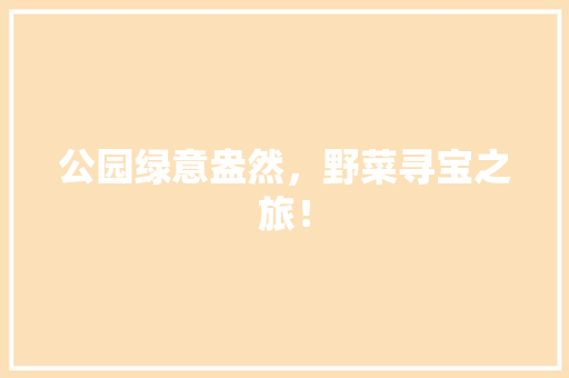 公园绿意盎然，野菜寻宝之旅！