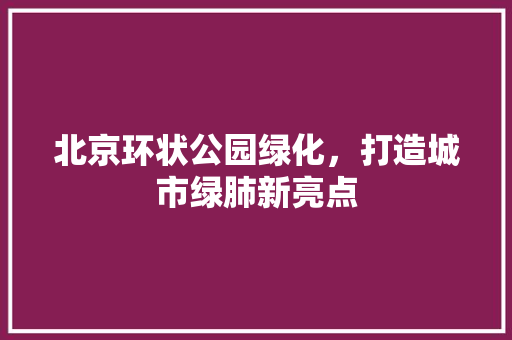 北京环状公园绿化，打造城市绿肺新亮点