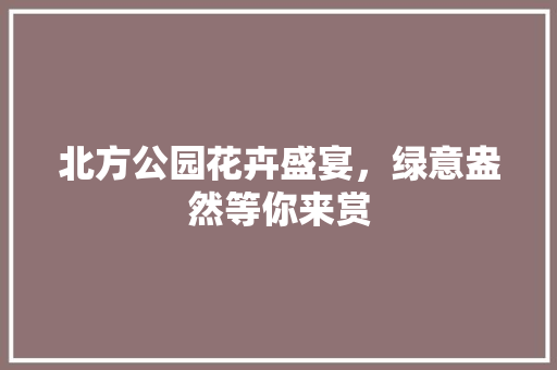 北方公园花卉盛宴，绿意盎然等你来赏