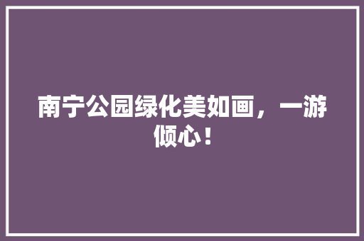 南宁公园绿化美如画，一游倾心！