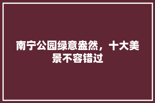 南宁公园绿意盎然，十大美景不容错过